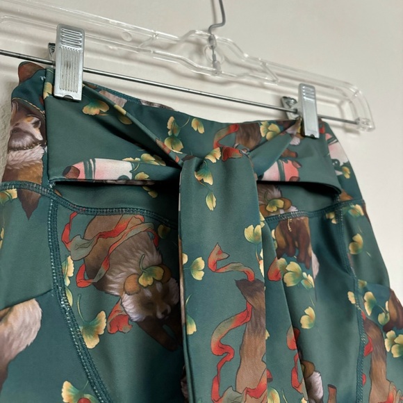 Iron Yokai Tanuki Wrap Shorts Size XS Green Tie Front Activewear Street Apparel - Picture 3 of 9